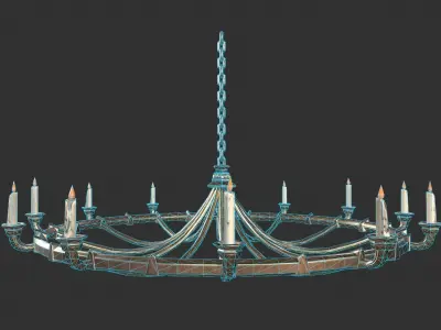 Golden Chandelier Low-poly 3D model