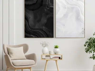 Plaster Two Photo Frame E-31 Low-poly 3D model