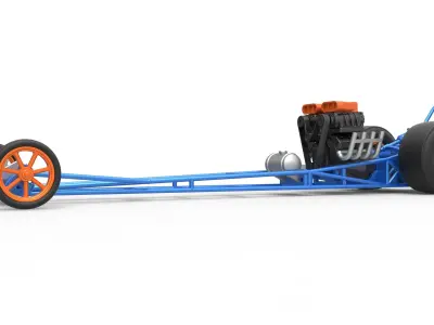 Front engine dragster with double supercharged V8 Scale 1 to 25 3D print model