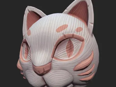 White Tiger Mask Pbr Low-poly 3D model