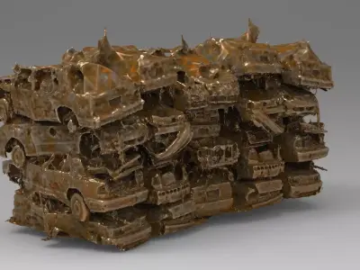 Stacked cars on top of each other 3D model