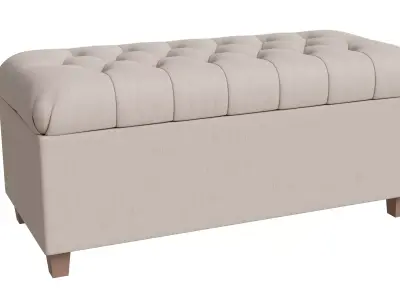 Beige Storage Ottoman Bench Low-poly 3D model