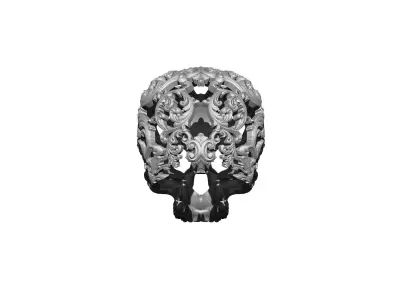 High Detailed Decor Art Floral Carved Pattern Skull  3D print model