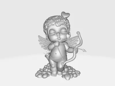 Cupid Statue Valentine Decor Love Angel Figurine with Bow  3D print model