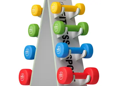 Rack - shelf with dumbbells 3D model
