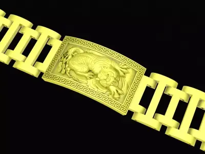 Luxury Engraved Chain Bracelet 3D Model for Men  4119 3D print model