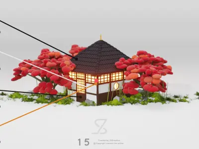 Japanese House Free low-poly 3D model