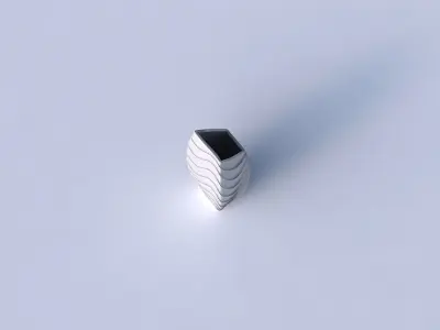 Vase bent rectangle with horizontal wavy layers 3D print model