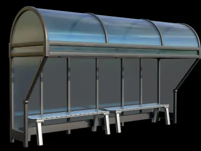 Game Ready Bus Stop 15 Low-poly 3D model