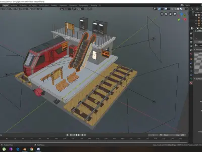 train station Low-poly 3D model