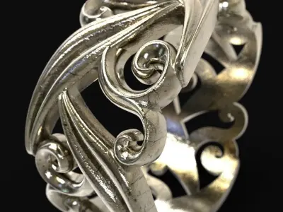 Ring with floral ornament 3D print model 3D print model