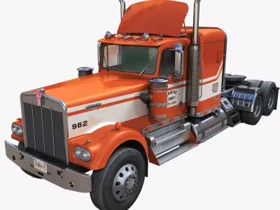 Kenworth W900 custom cab Low-poly 3D model
