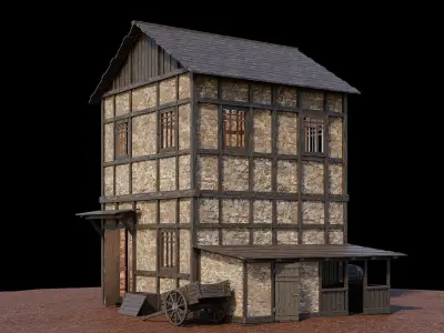 Medieval Village Asset 10 - 4K Textures Game Ready Low-poly 3D model