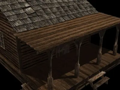 Old Wooden House Low-poly 3D model