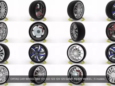 ORTAS CAR WHEEL RIM 121-122-123-124-125 GAME READY WHEEL 3D Model Pack
