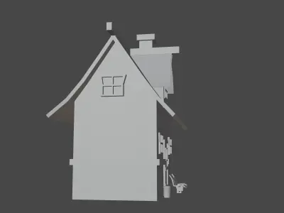 Cartoon House Exterior Low poly 3D model Low-poly 3D model