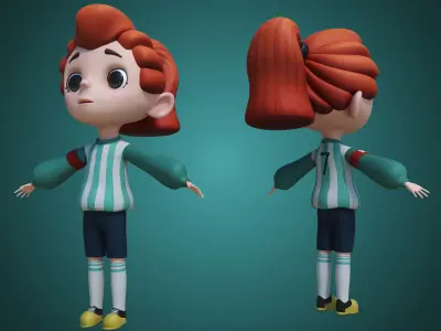 Cartoon Sport Girl Nina Rig 3D model