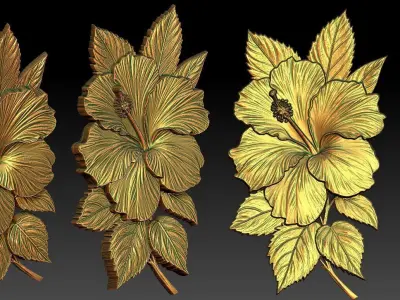 1 Hibiscus CNC Relief Model 3D print model