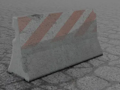 Concrete Road Barrier Destroyed 3D model