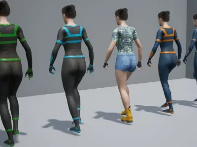 Cyber Girl Sci-Fi Modular Character Unreal Engine 4 Game Ready Low-poly 3D model