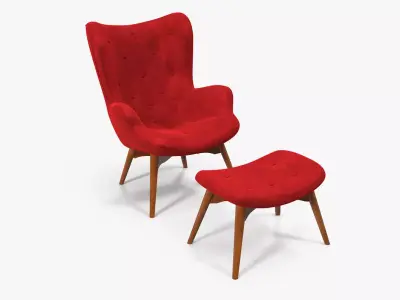 Grant Featherston Contour Style Wing Chair Velvet 3D model