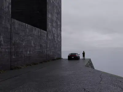 Car Seaside Scene 3D Blender File Textured FBX File 3D model