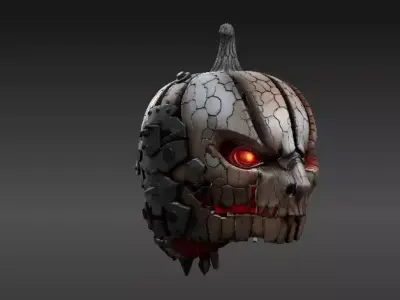 Pumpkin Warrior Mask 3D Print Halloween Battle Mask 3D model