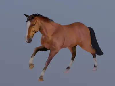 3D Model for an Animated Brown Horse Low-poly 3D model