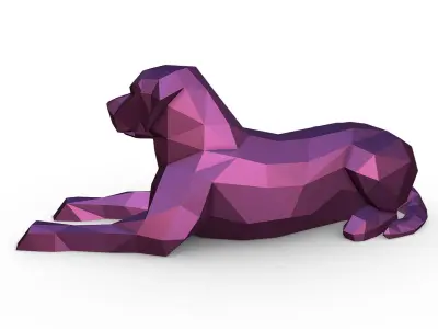 labrador low poly polygonal sculpture of dog 3D print model