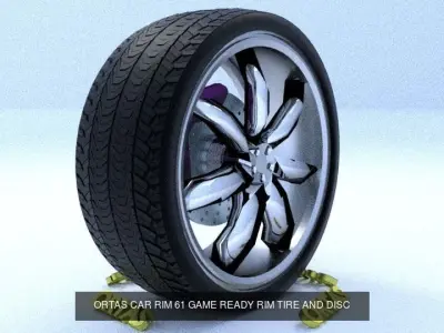 ORTAS CAR RIM 61-62 GAME READY RIM AND TIRE 3D Model Pack