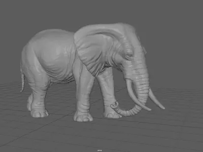 ELEPHANT with tusks Low-poly 3D model