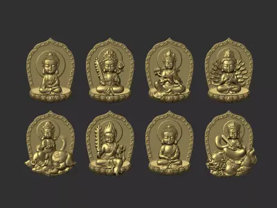 eight buddhas 3D print model