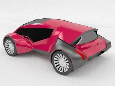 CyberFish futuristic concept vehicle Low-poly 3D model