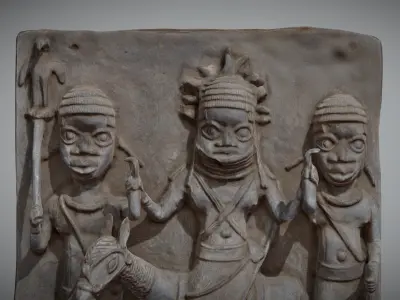 Ama Relief Plaque with Oba Low-poly 3D model