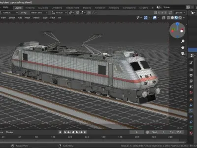 WAP 7 electric train on tracks Free 3D model