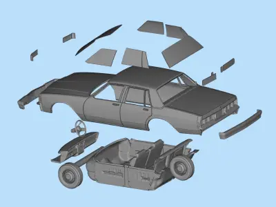 STL printable RC car  Chevrolet Caprice Classic scale 3D model 3D print model
