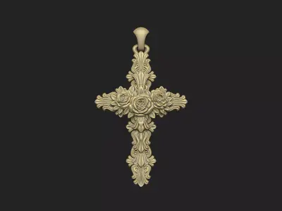 Cross royal floral church religious rood Inri god Jesus  3D print model