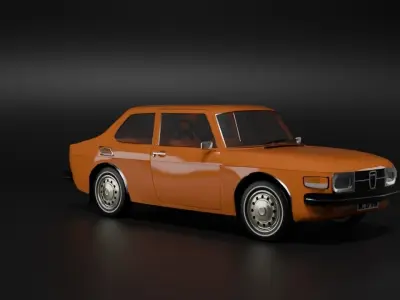 SAAB 99 model of year 1975 Low-poly 3D model
