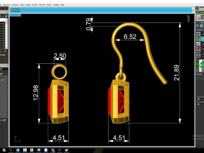 Luxury Emerald Cut Gemstone Dangle Earrings for Women 3041 3D print model