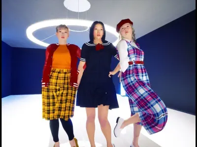 Japanese 80s Girls Clothing Pack 3D model