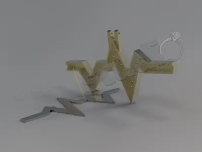 High luxury heart beat pendant with gems 3d model 3D print model