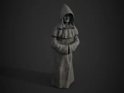 Monk Statue Low-poly 3D model