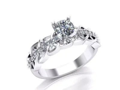 Arabesque twisted ring with stones 3D print model