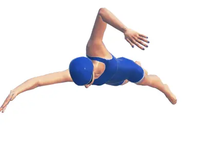 Female Swimming Classic Style Low-poly 3D model