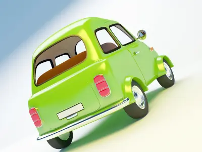 small retro car Low-poly 3D model
