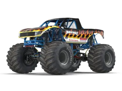 Monster Truck Bigfoot Rigged 3D model