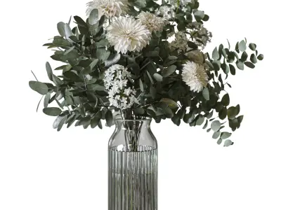 Flower Set 095 Eucalyptus dahlia 3D model