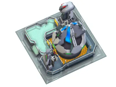 isometrical UFO radar platform station upgrade 3 Low-poly 3D model