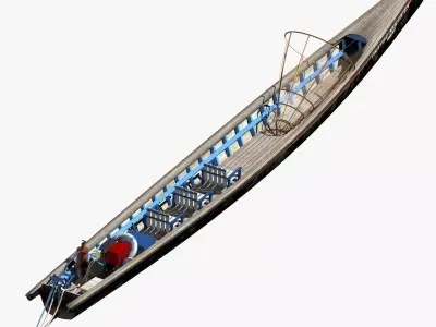 Inle Lake Motor Canoe Low-poly 3D model