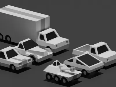 Low Poly Vehicle Pack of 6 Variations Low-poly 3D model